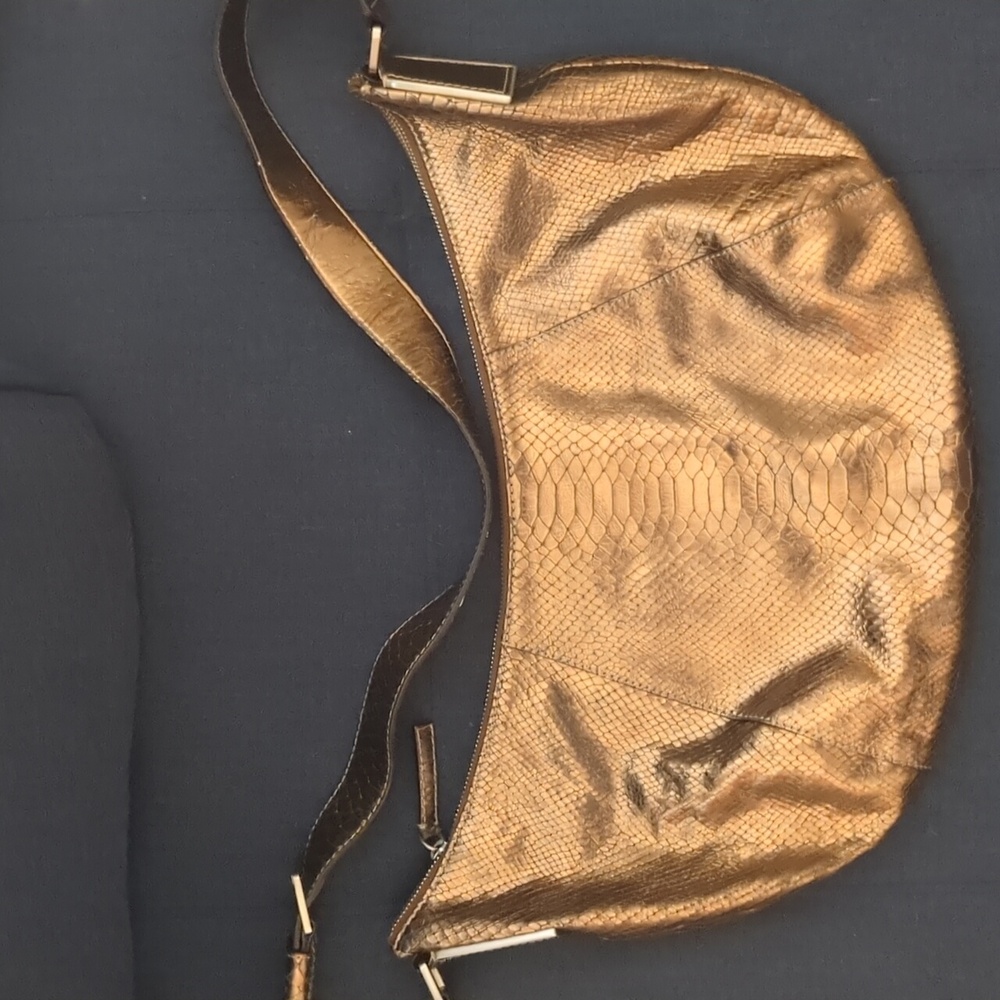 Copper snakeskin embossed leather boho